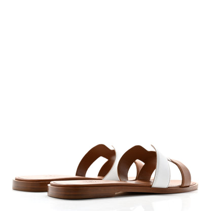 Hermes Box Calfskin Oran Sandals 38 Palissandre White 4 of 11