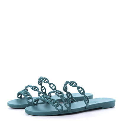 Hermes Rubber Chaine d'Ancre Rivage Sandals 36 Vert d'Ete 3 of 8