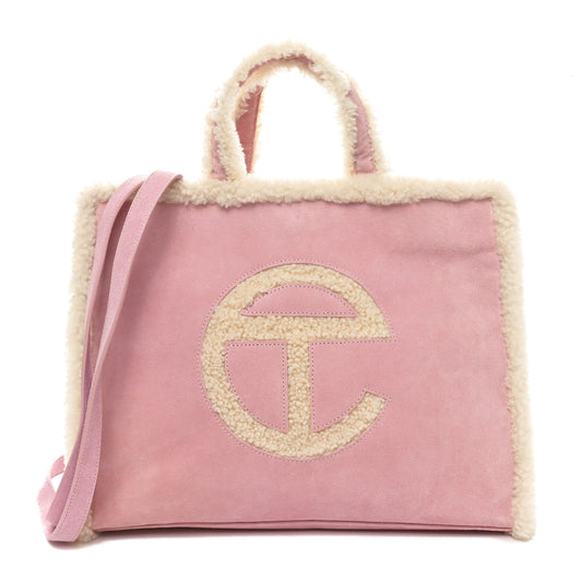 X UGG Suede Shearling Medium Shopping Bag Pink