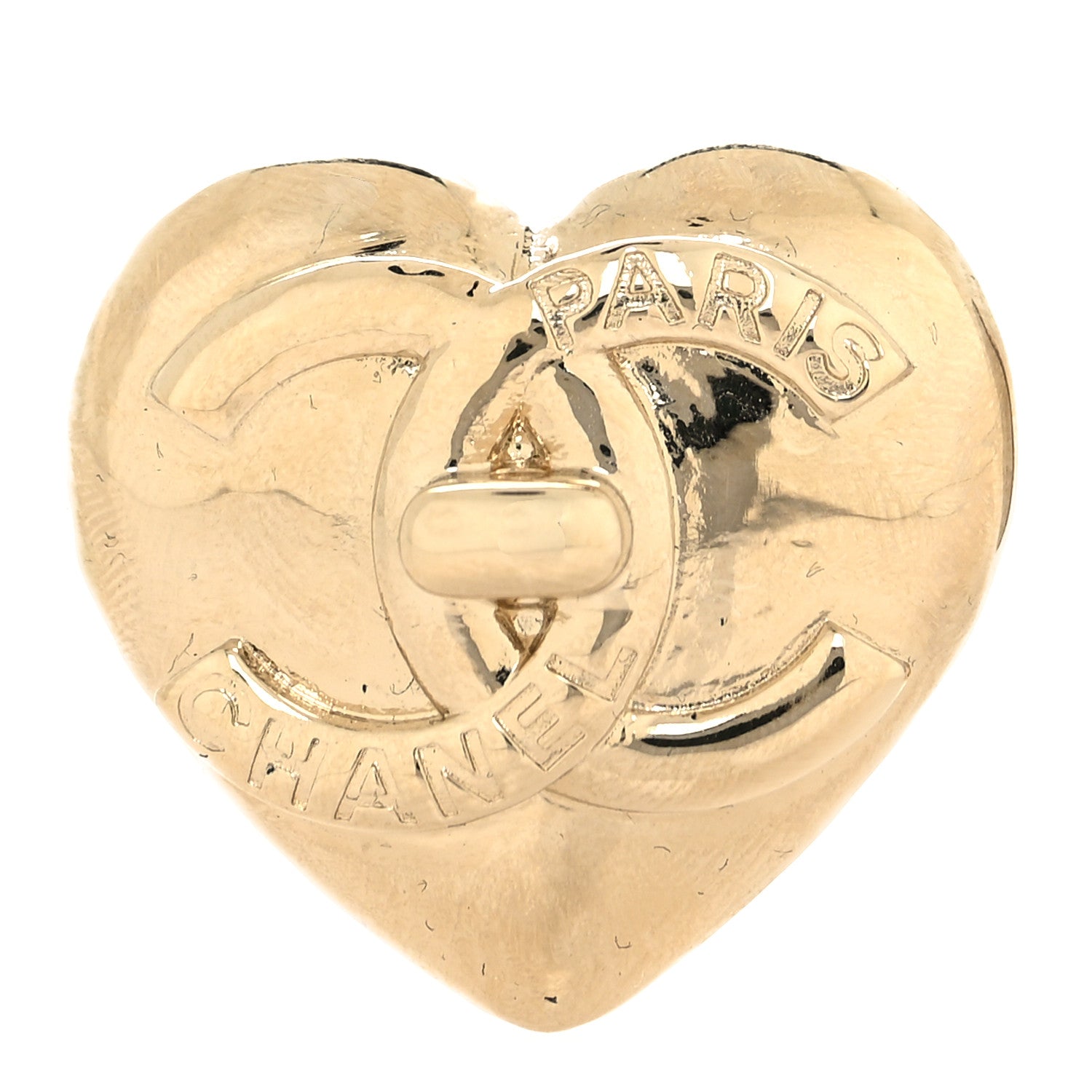 Chanel Metal CC Heart Turnlock Brooch Gold 1 of 3