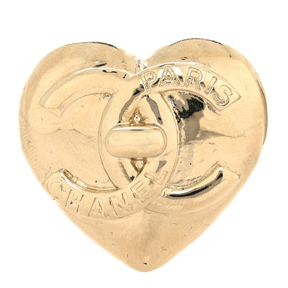 Chanel Metal CC Heart Turnlock Brooch Gold 1 of 3