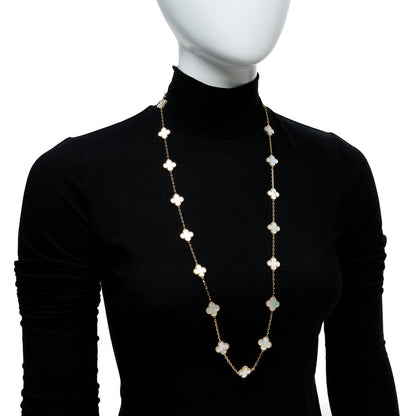 Van Cleef & Arpels 18K Yellow Gold Mother of Pearl 20 Motifs Vintage Alhambra Necklace 2 of 7
