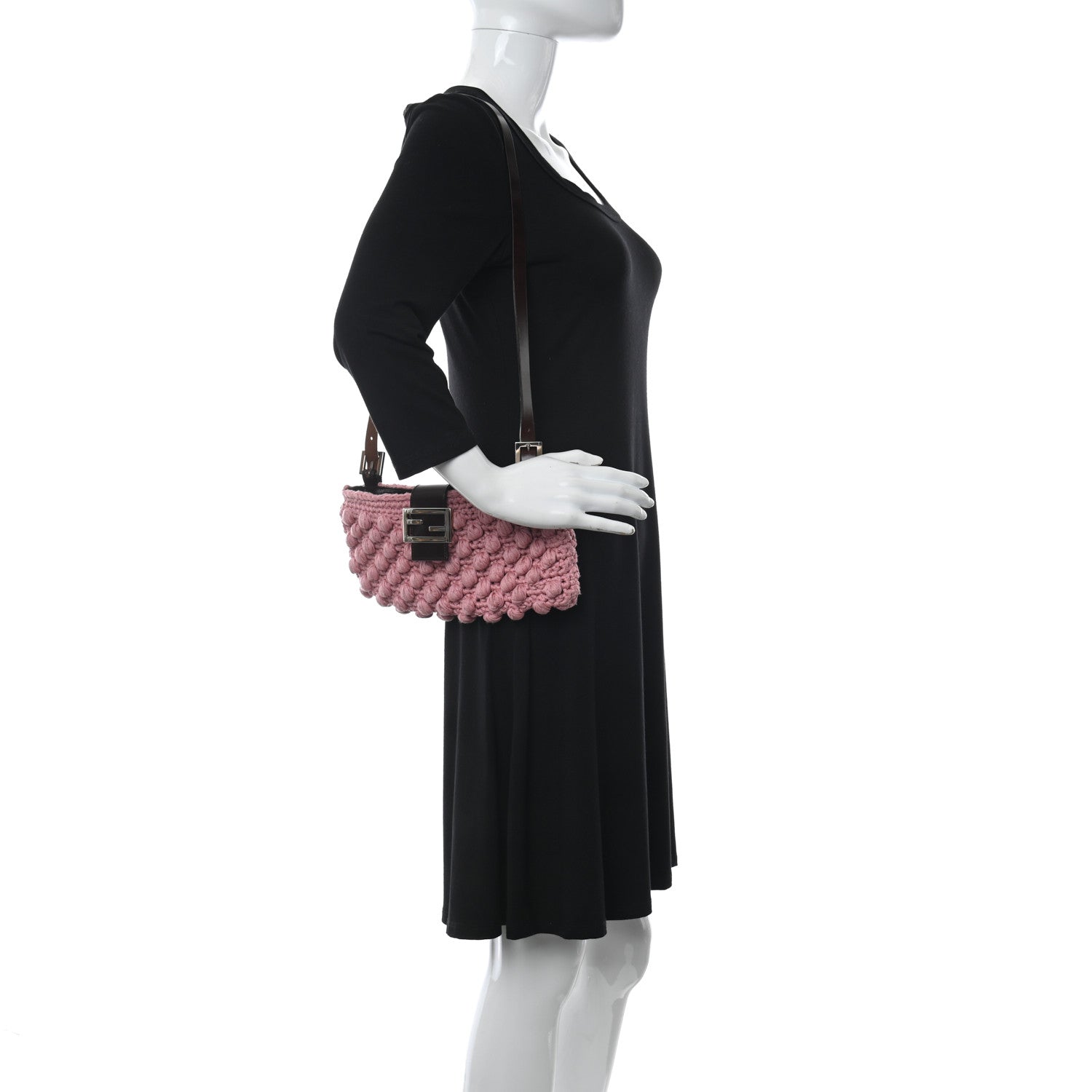 Fendi Woven Knit Mini Baguette Pink 2 of 9