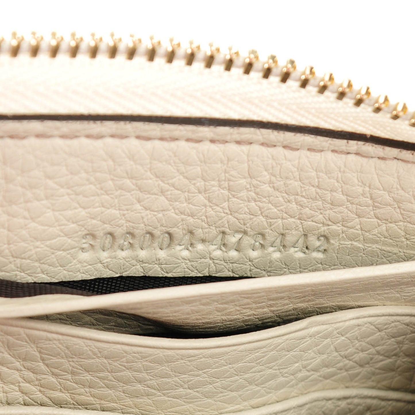 Pebbled Calfskin Soho Zip Around Wallet Off White