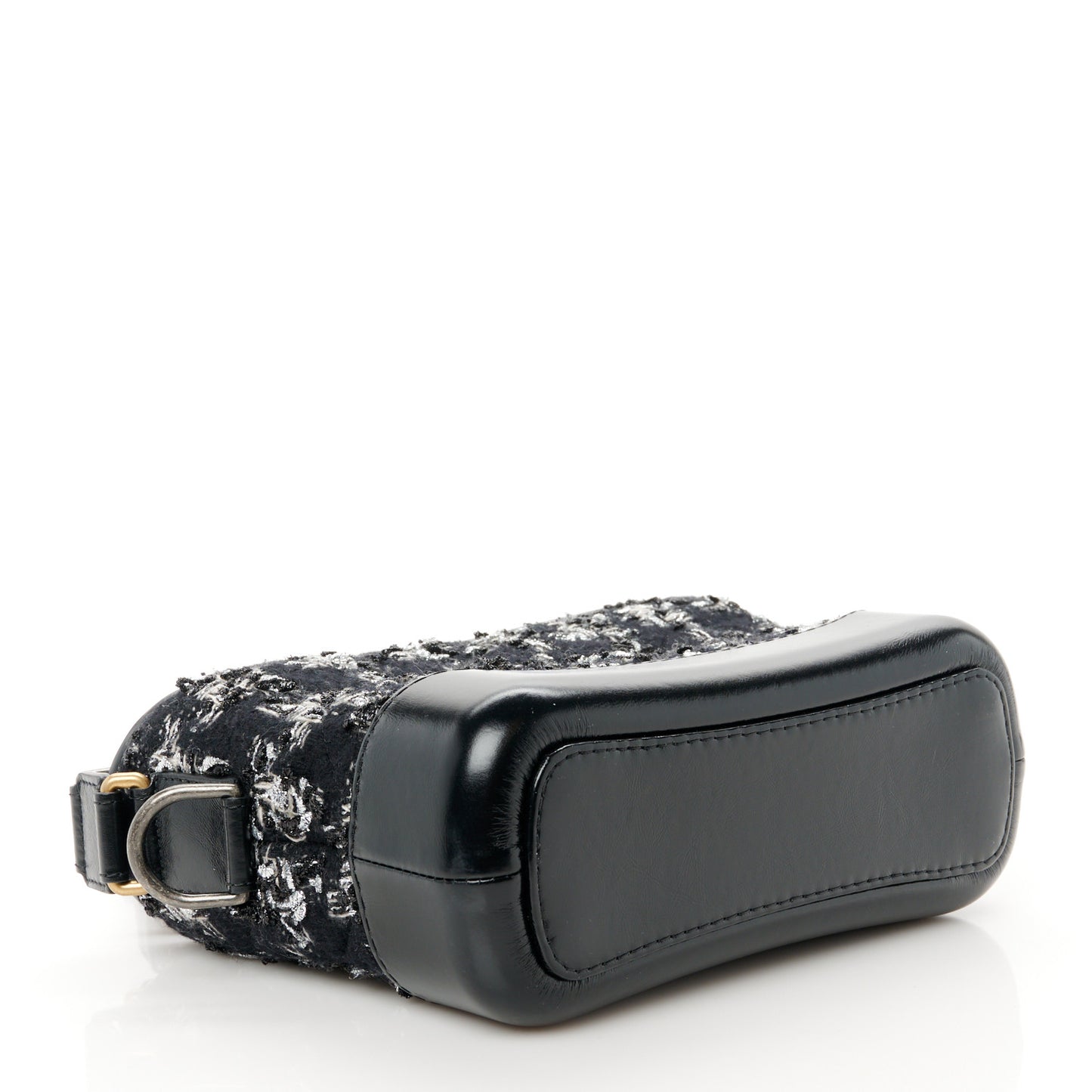 Tweed Calfskin Small Gabrielle Hobo Black Silver Ecru
