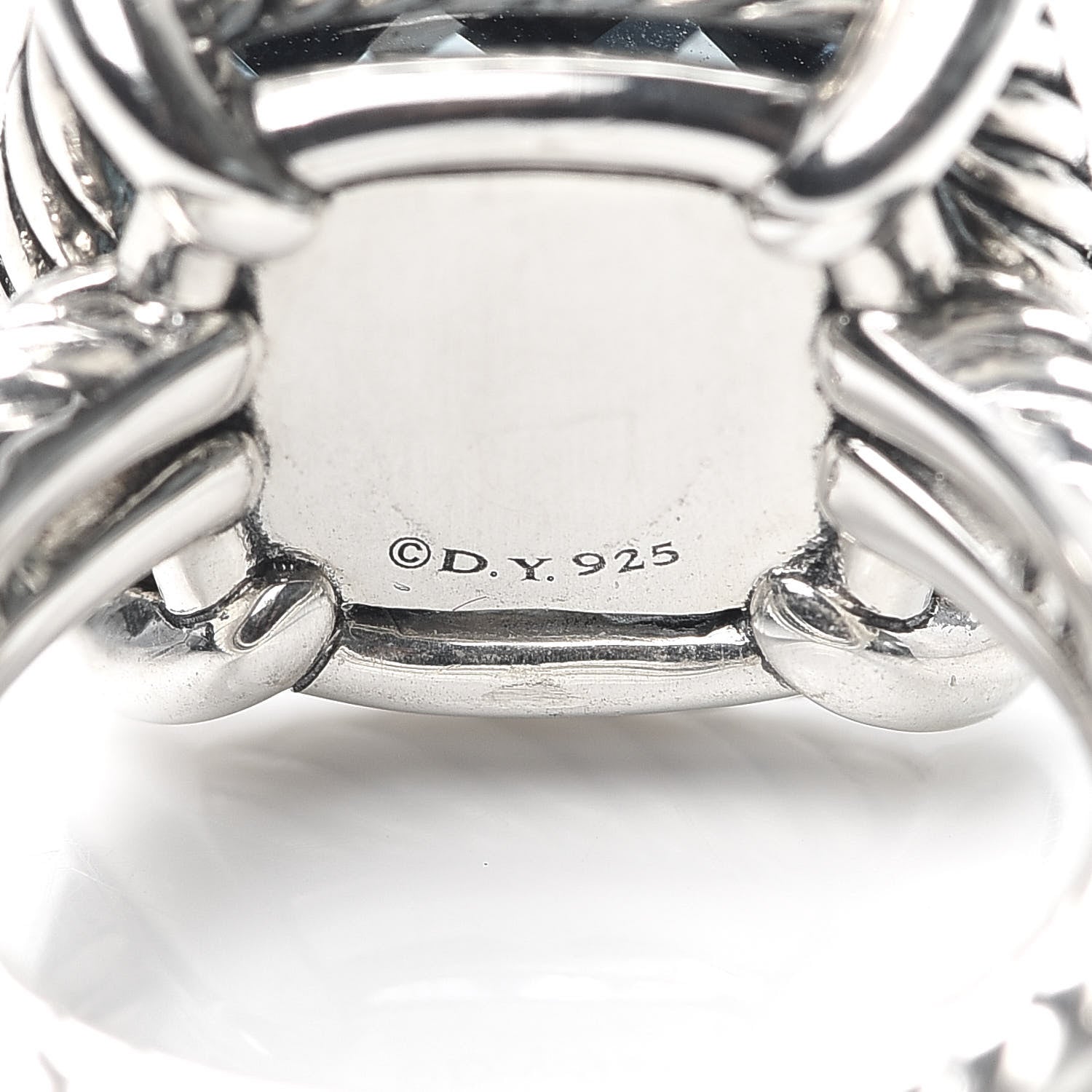 David Yurman Sterling Silver Diamond Hampton Blue Topaz 14mm Chatelaine Ring 54 7 4 of 4