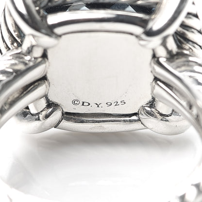 David Yurman Sterling Silver Diamond Hampton Blue Topaz 14mm Chatelaine Ring 54 7 4 of 4