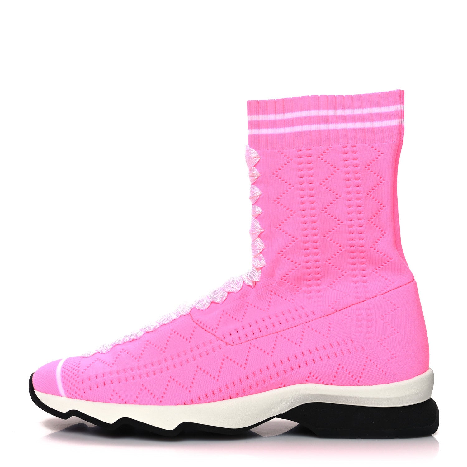 Fendi Stretch Knit Womens Sock Sneakers 39 Fluorescent Pink White 1 of 7