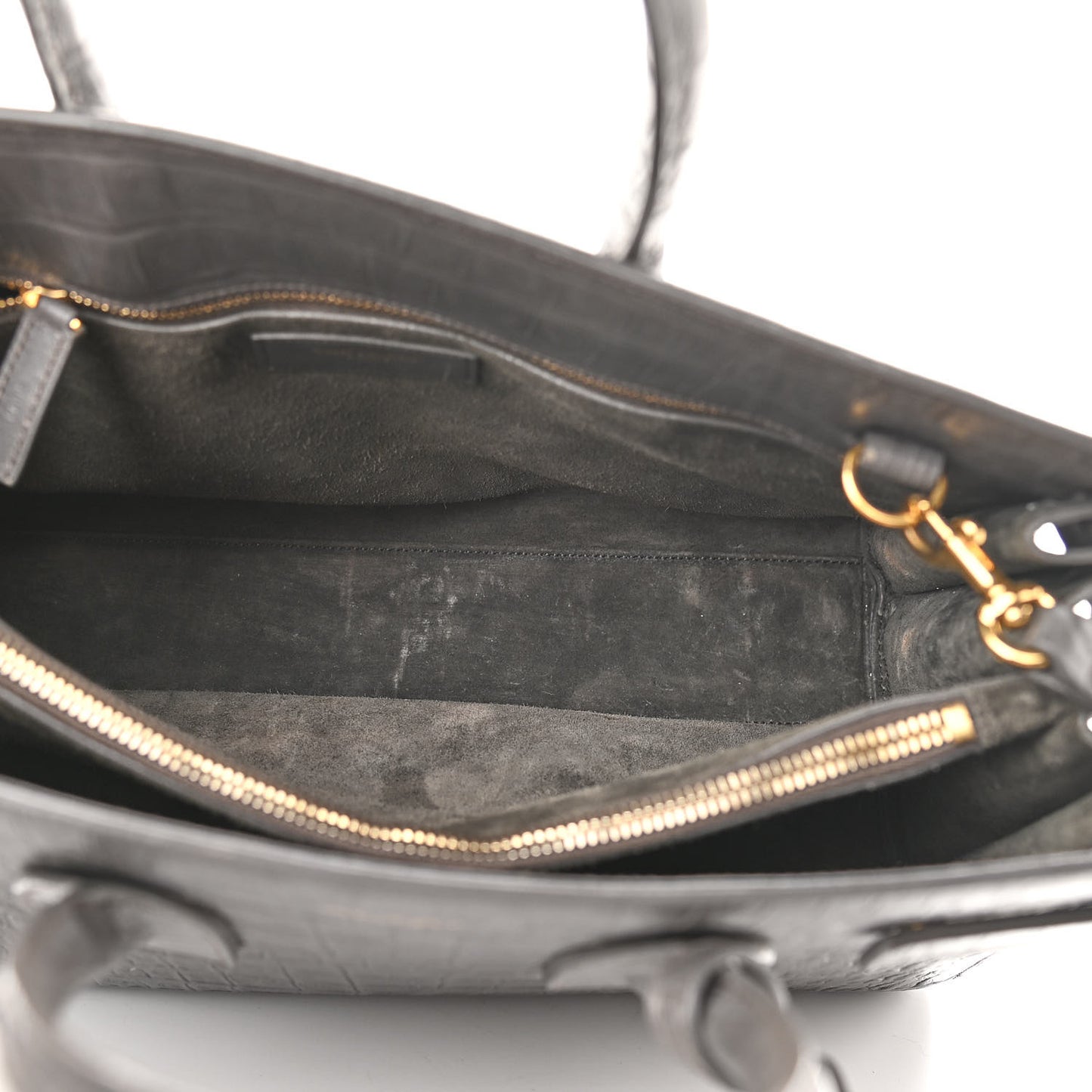 Calfskin Crocodile Embossed Small Sac De Jour Fog