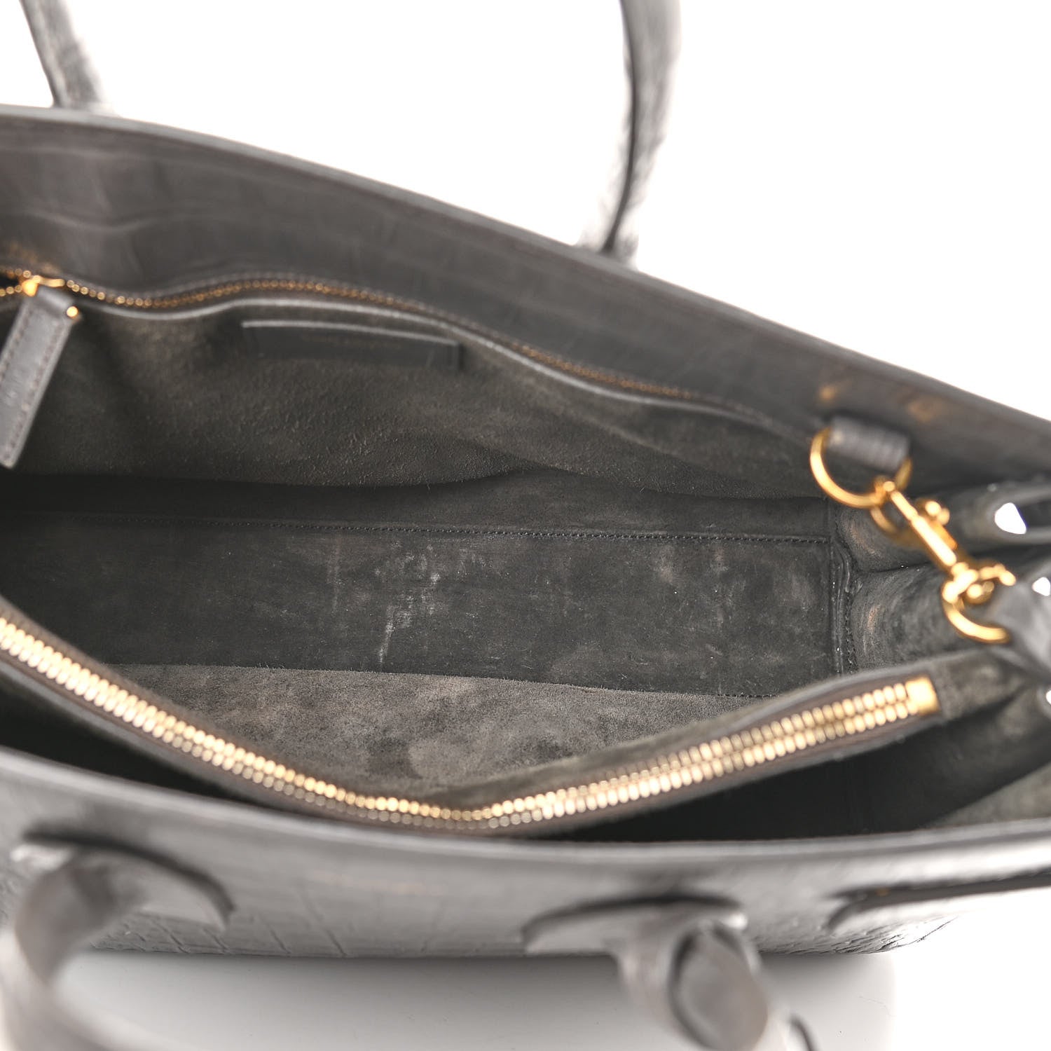 Saint Laurent Calfskin Crocodile Embossed Small Sac De Jour Fog 6 of 12