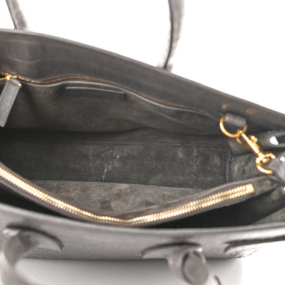 Saint Laurent Calfskin Crocodile Embossed Small Sac De Jour Fog 6 of 12