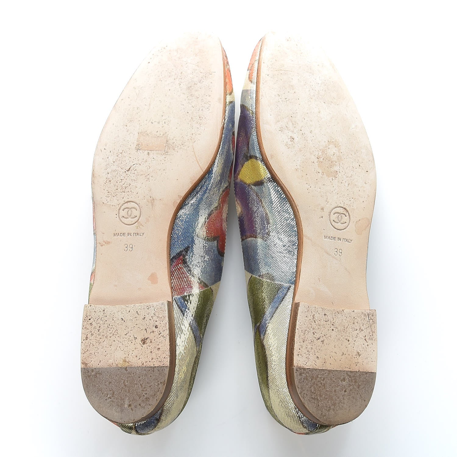 Chanel Crepe Calfskin Floral Printed Metallic Calfskin CC Mocassin Loafers 39 Multicolor 7 of 11