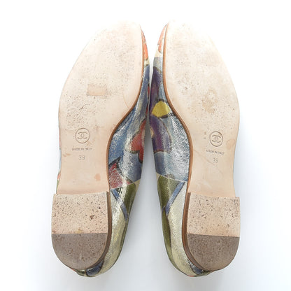 Chanel Crepe Calfskin Floral Printed Metallic Calfskin CC Mocassin Loafers 39 Multicolor 7 of 11