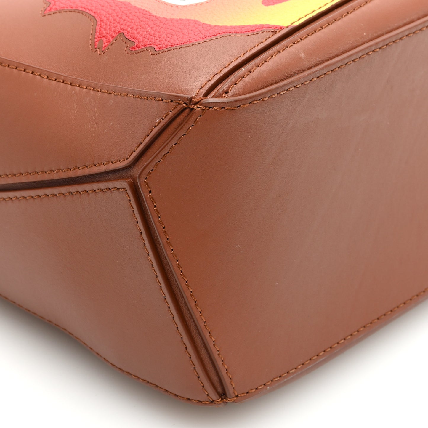 X HOWLS MOVING CASTLE Satin Calfskin Small Calcifer Puzzle Bag Rust