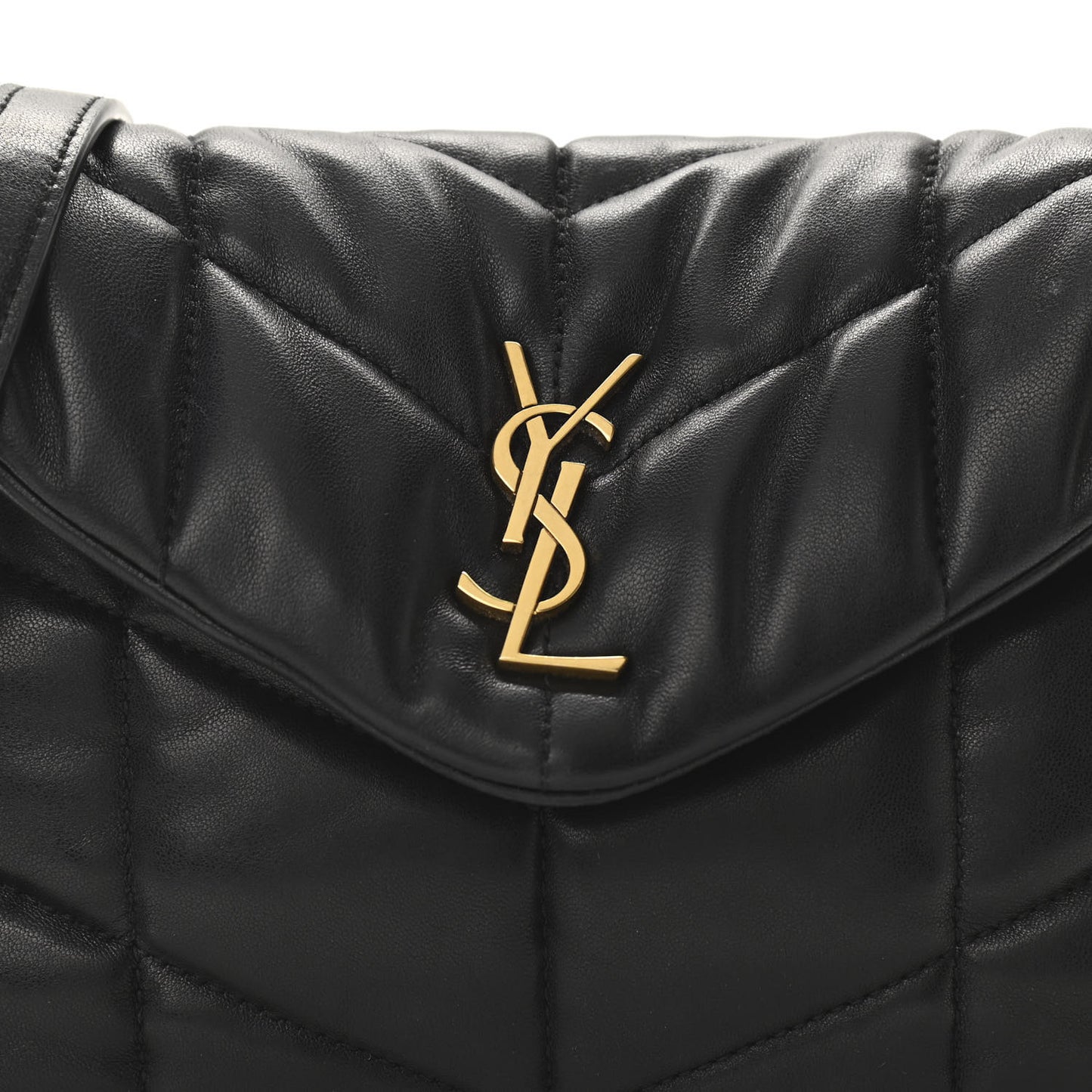 Lambskin Quilted Toy Loulou Puffer Monogram Chain Satchel Black