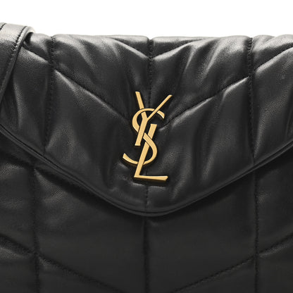 Saint Laurent Lambskin Quilted Toy Loulou Puffer Monogram Chain Satchel Black 8 of 11