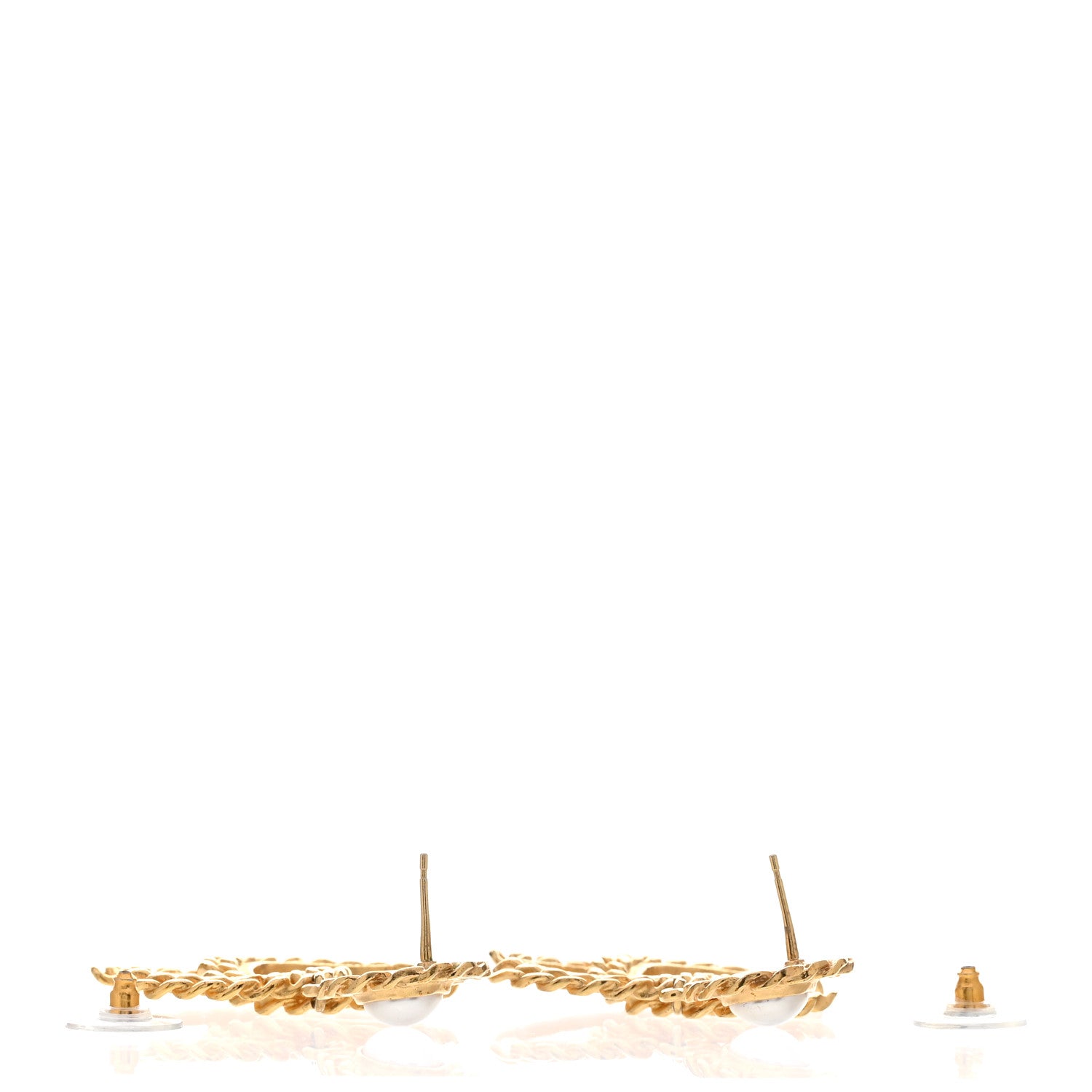 Chanel Metal Pearl CC Chain Drop Earrings Gold 3 of 4