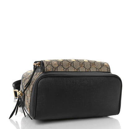 Gucci GG Supreme Monogram Bees Print Small Day Backpack Beige Oro Black 4 of 8
