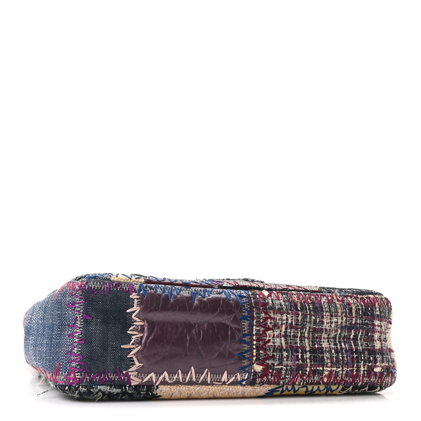 Denim Tweed Patchwork Jumbo Single Flap Multicolor