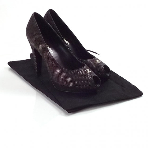 Chanel Gold Speckled Peep Toes 38.5 4 of 8