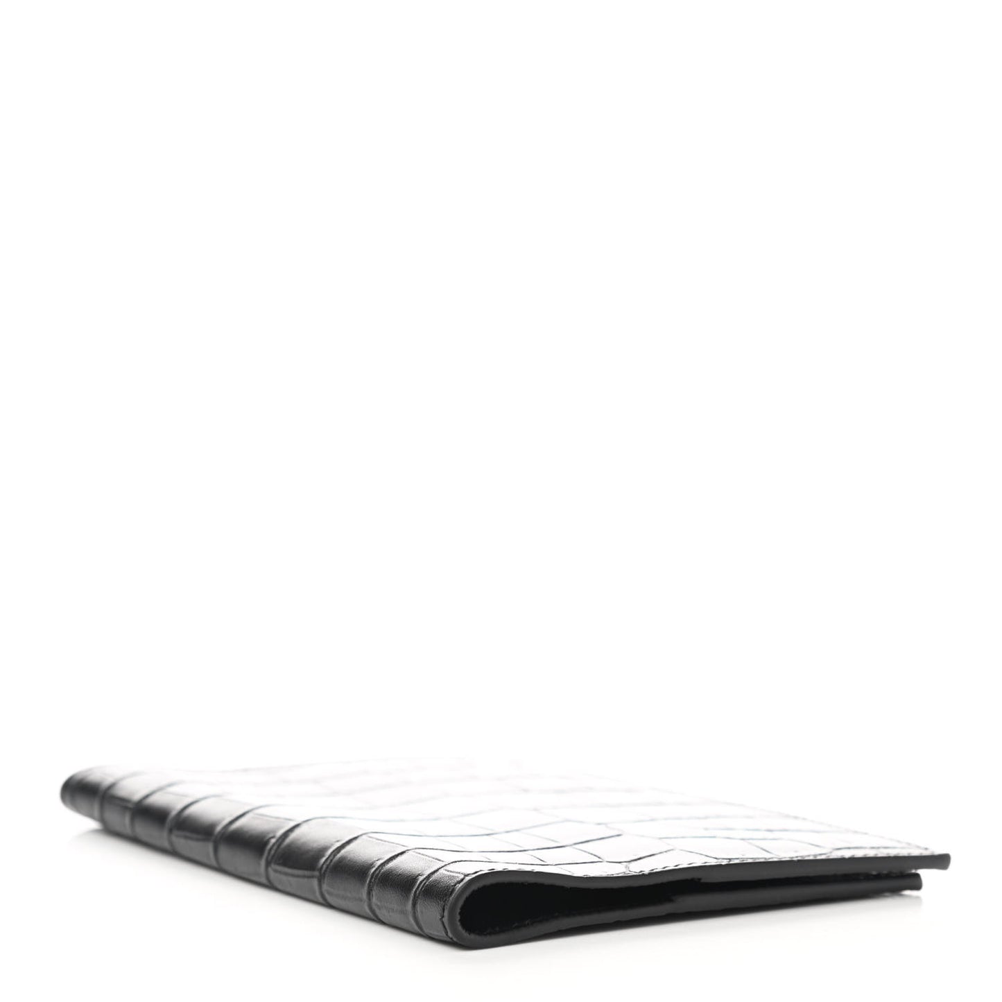 Crocodile Embossed Passport Holder Black
