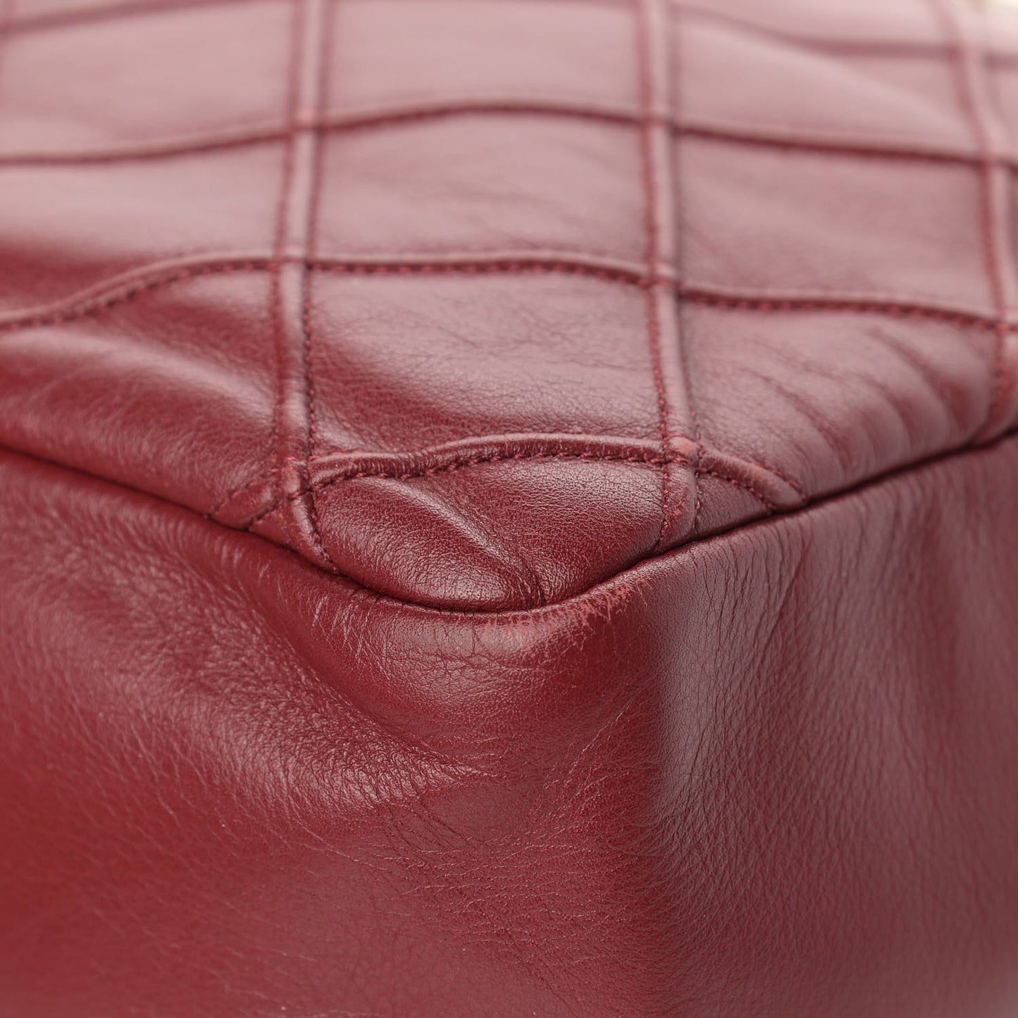 Calfskin Diamond Debossed Large Cosmos Flap Red