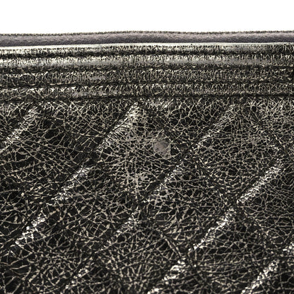 Chanel Cracked Metallic Calfskin Quilted Large Boy Cosmetic Case Silver 8 of 17