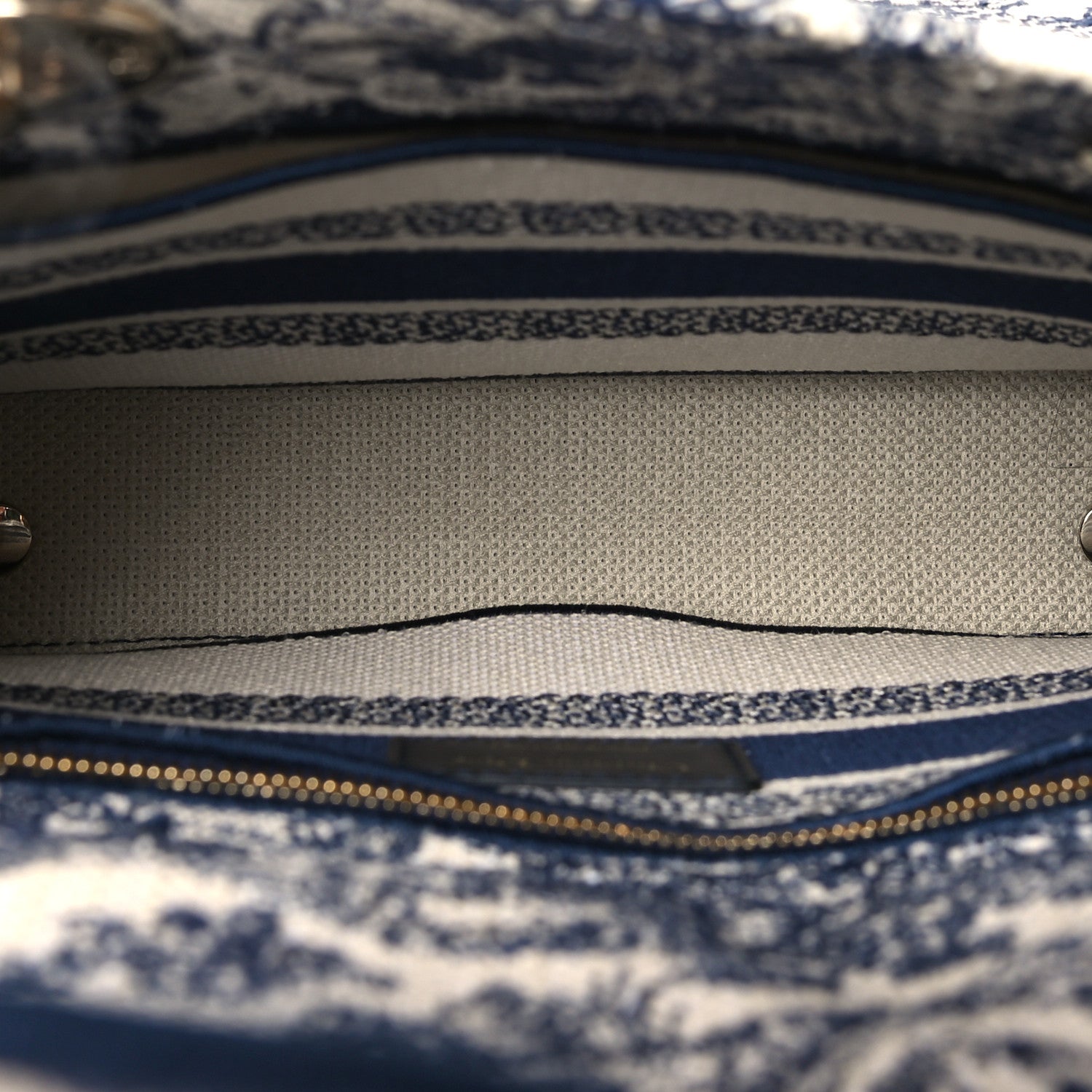 Christian Dior Canvas Toile De Jouy Embroidered Medium Lady D-Lite Navy 5 of 10