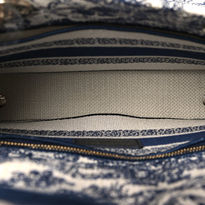 Christian Dior Canvas Toile De Jouy Embroidered Medium Lady D-Lite Navy 5 of 10