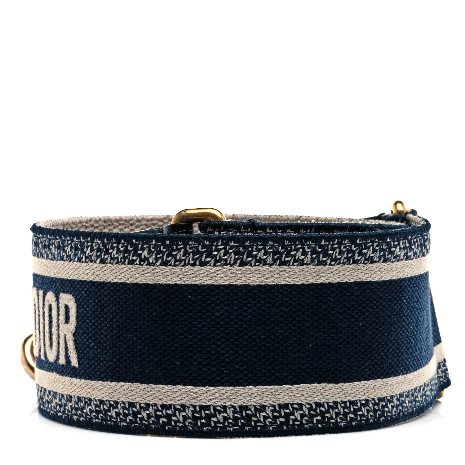 Christian Dior Canvas Embroidered Shoulder Strap Blue 2 of 5