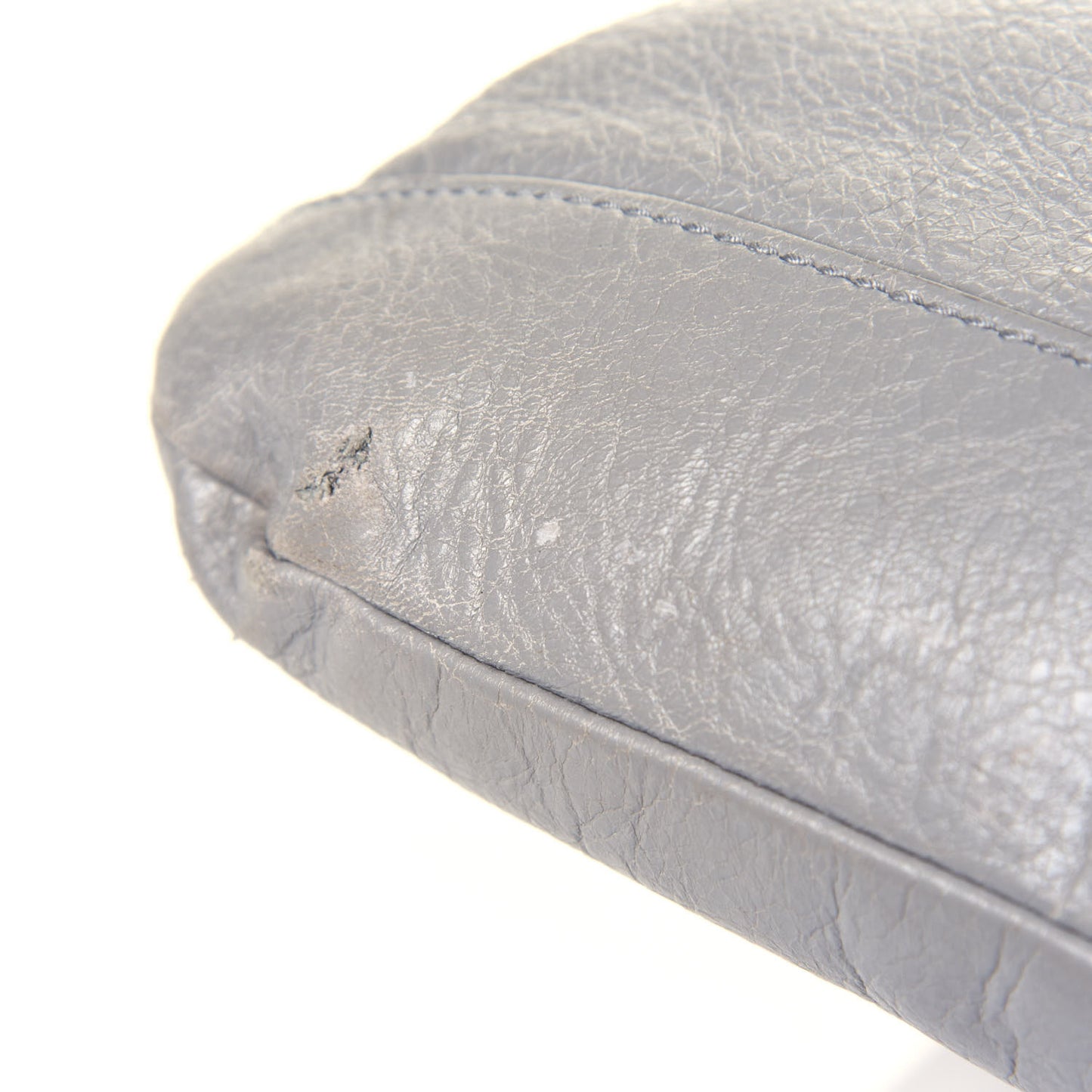 Metallic Agneau Classic Silver Hardware Square Tote Argent