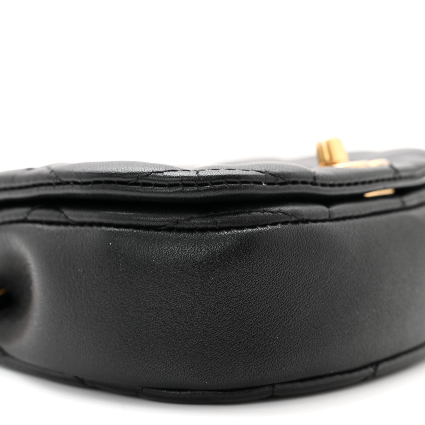 Calfskin Quilted Mini Coco Mail Clutch with Chain Black