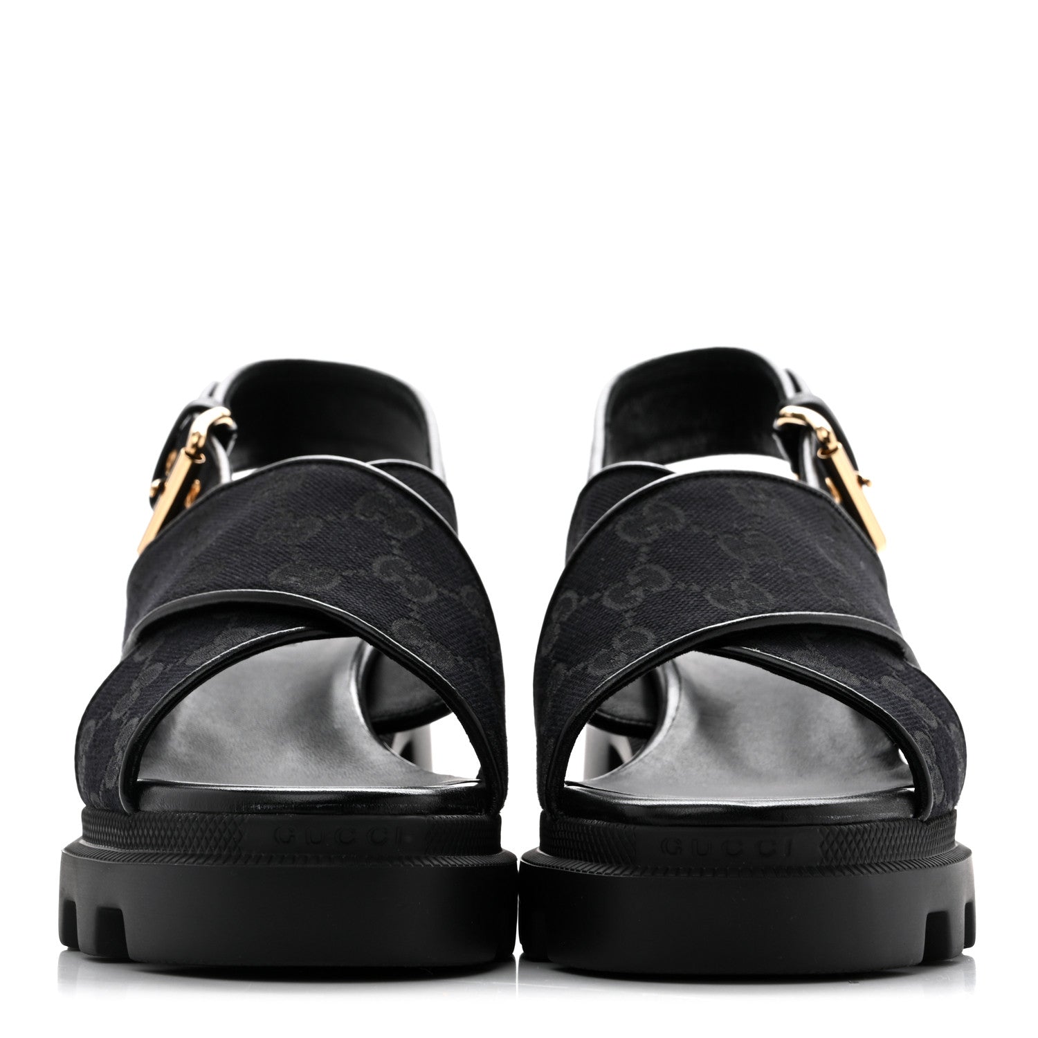 Gucci Monogram Granada Kid Trip 40/72mm Lug Sole Sandals 38 Black 3 of 9