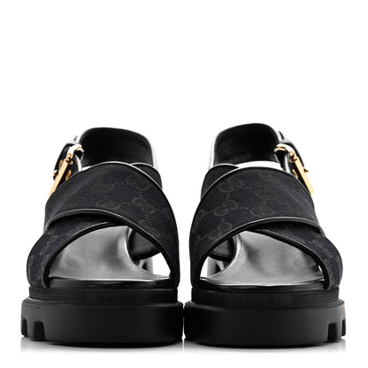 Gucci Monogram Granada Kid Trip 40/72mm Lug Sole Sandals 38 Black 3 of 9