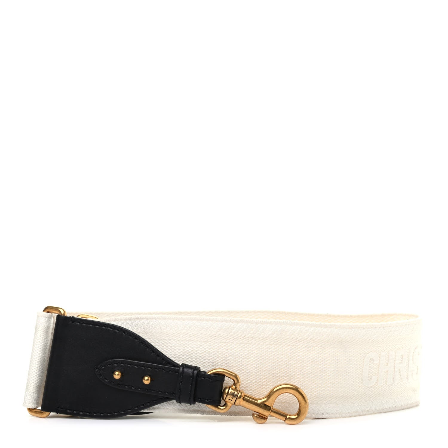 Christian Dior Canvas Embroidered Shoulder Strap White Black 1 of 4