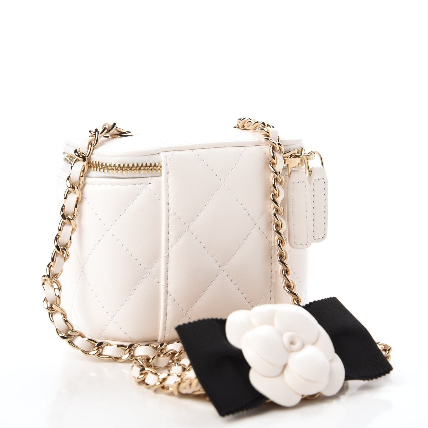 Lambskin Quilted My Chanel Lady Vanity Case With Chain White