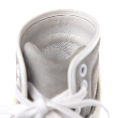 Chanel Suede Calfskin Lambskin Neoprene High Top CC Sneakers 37 White Grey Fluo Pink 11 of 11