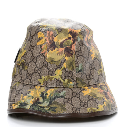Gucci GG Supreme Monogram Azalea Calfskin Dusty Carnation Retro Interlocking G Bucket Hat Beige Ebony Multicolor 5 of 12