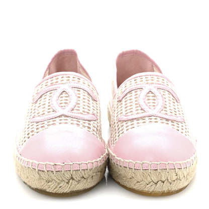 Chanel Mesh Lambskin CC Espadrilles 39 Light Pink Beige 3 of 10