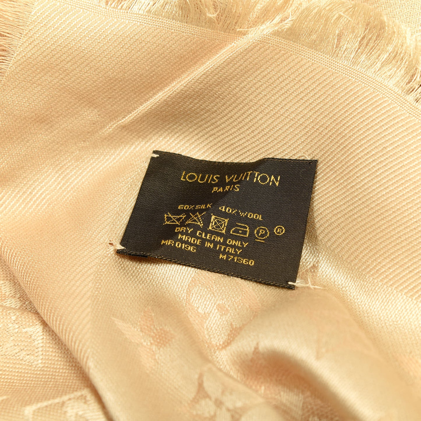Silk Wool Monogram Shawl Natural