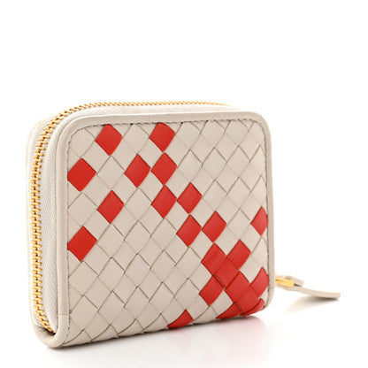 Bottega Veneta Nappa Intrecciato Zip Around Coin Purse White Orange 3 of 7