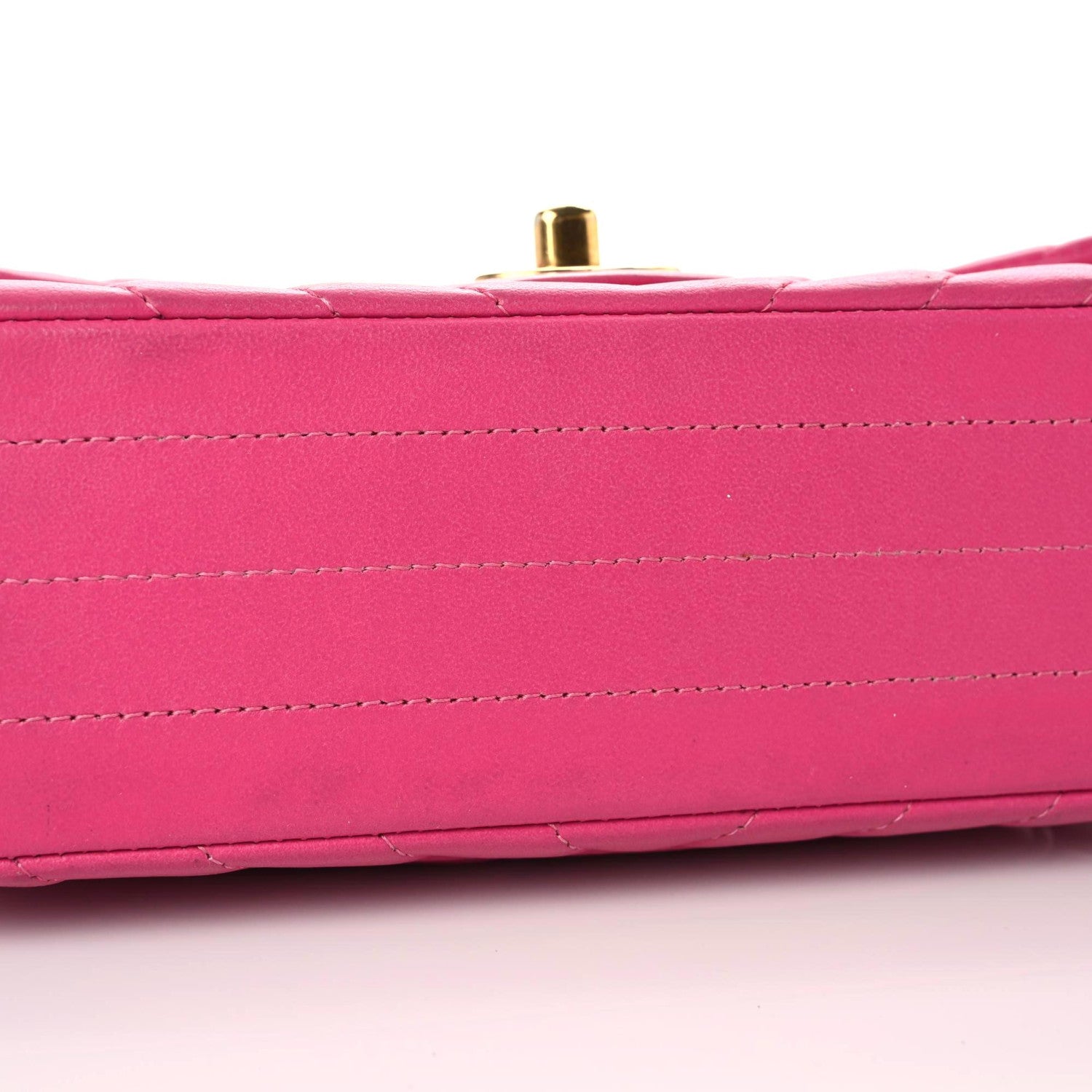 Chanel Lambskin Chevron Quilted Mini Rectangular Flap Dark Pink 10 of 19