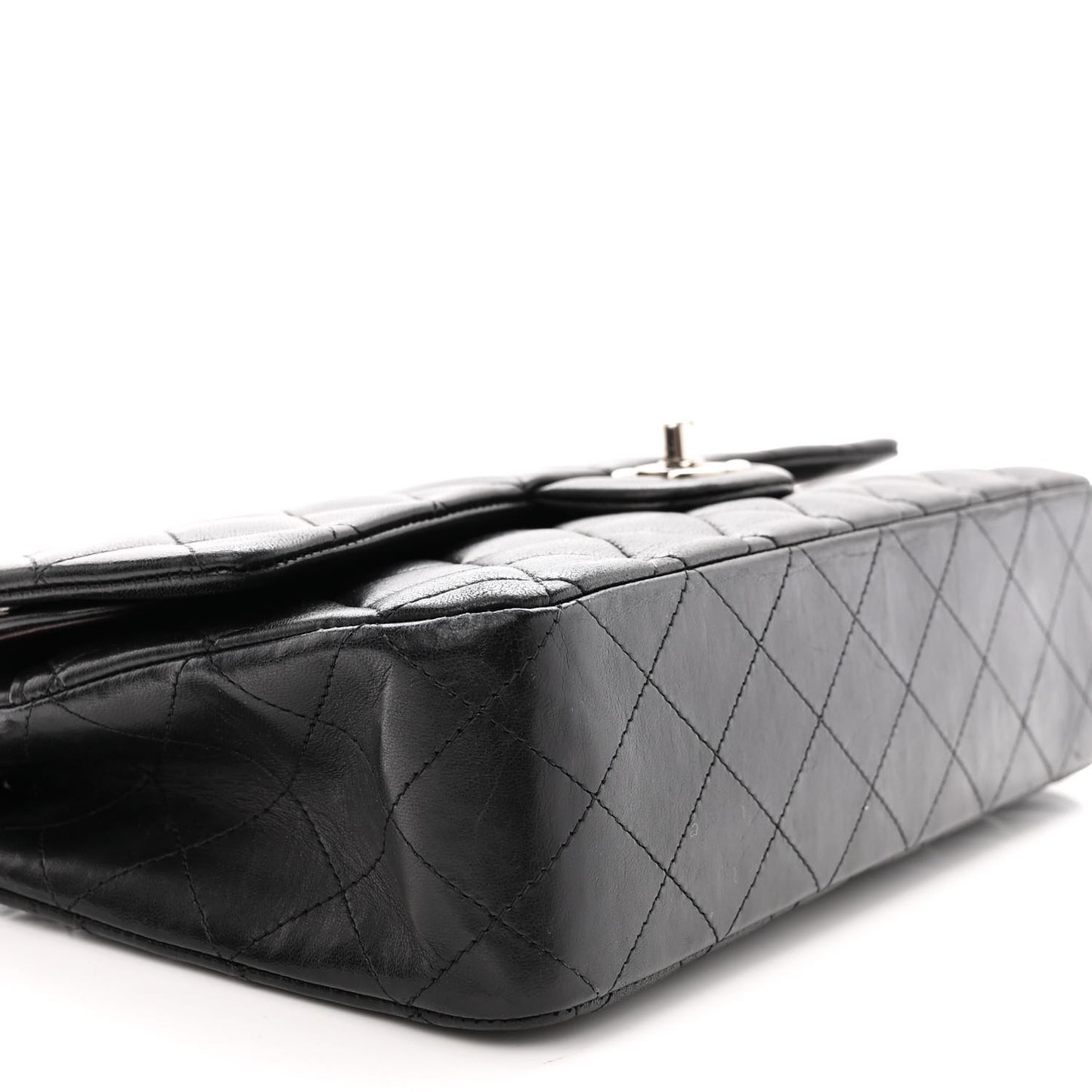 Lambskin Quilted Medium Double Flap Black