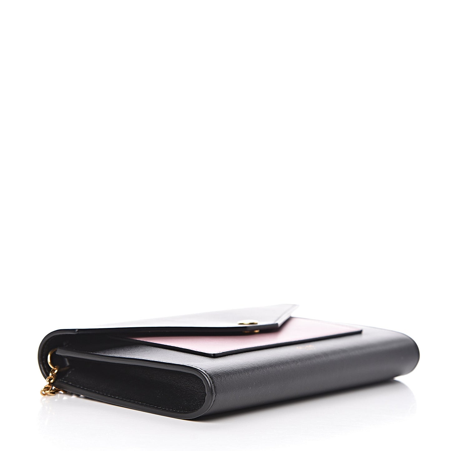 Smooth Calfskin Clutch On A Chain Black Pink