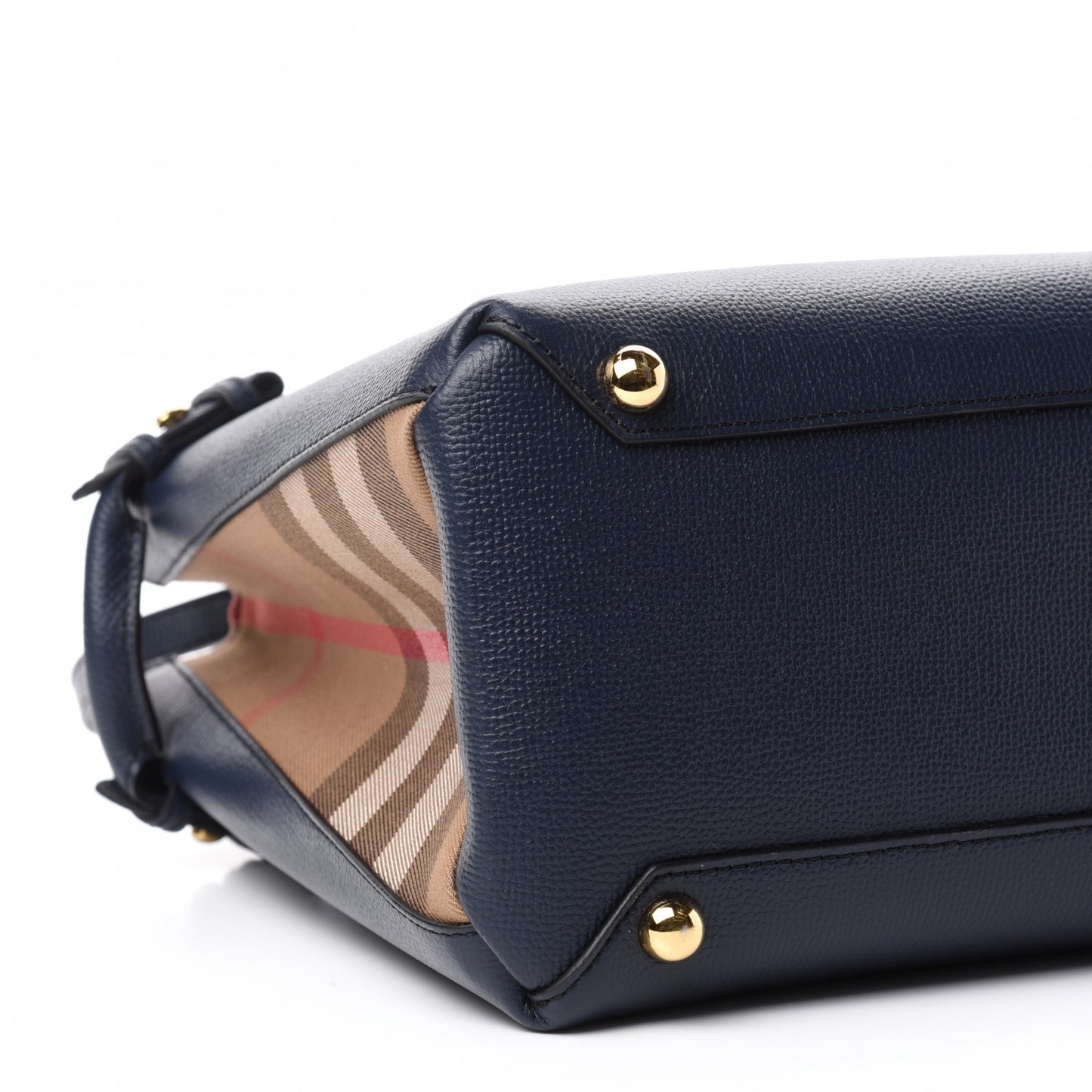 Calfskin House Check Medium Banner Tote Ink Blue