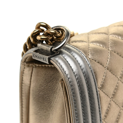 Chanel Metallic Calfskin Quilted Medium Boy Flap Khaki 23 of 26