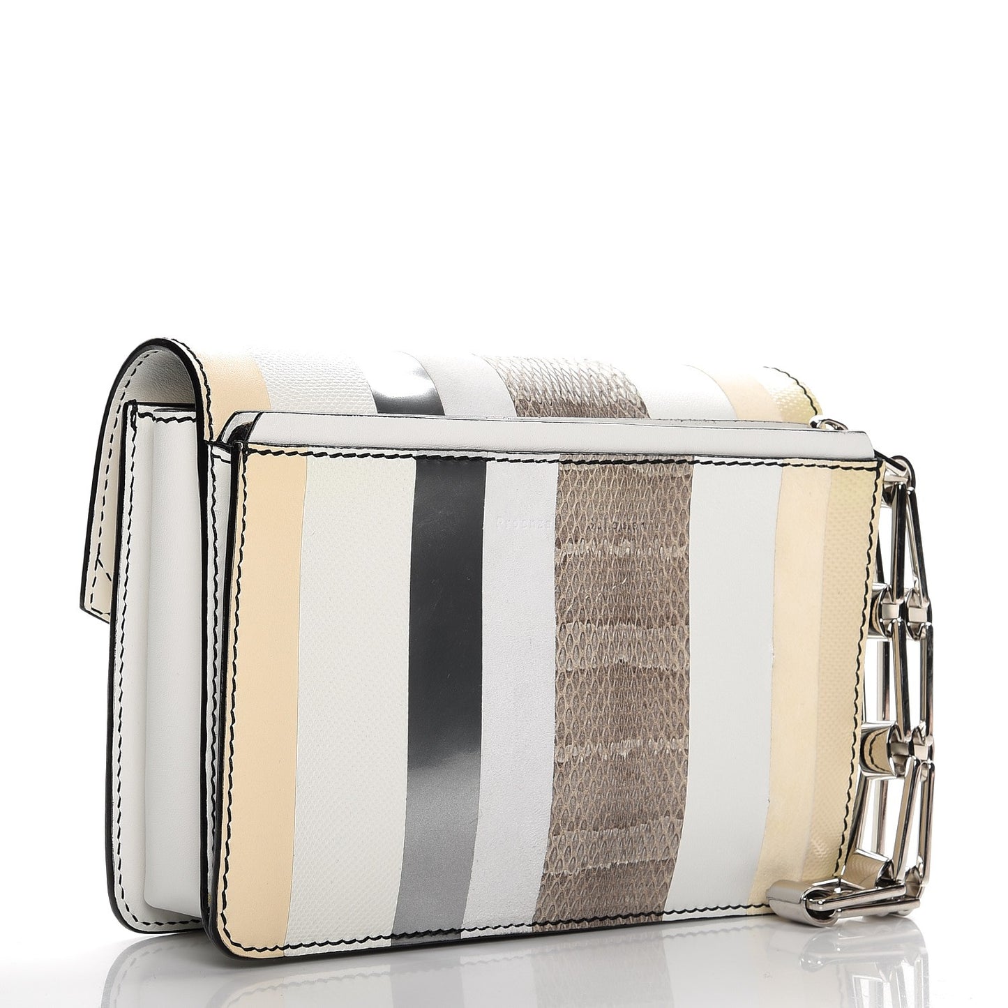 Elaphe Ayers Hava Clutch White Beige Silver