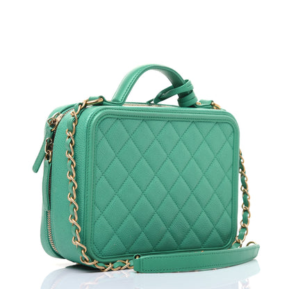 Chanel Caviar Quilted Medium CC Filigree Vanity Case Green 4 of 22