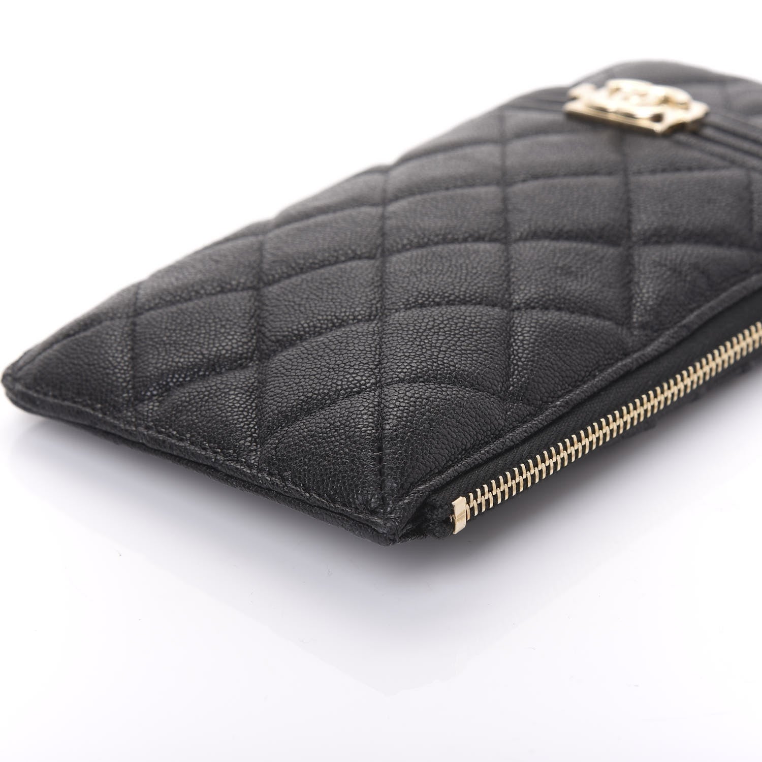 Chanel Caviar Quilted Boy Flat Wallet Pouch Black 7 of 11