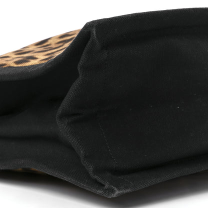 Saint Laurent Canvas Calfskin Leopard Print Rive Gauche Noe Tote Natural Black 10 of 11